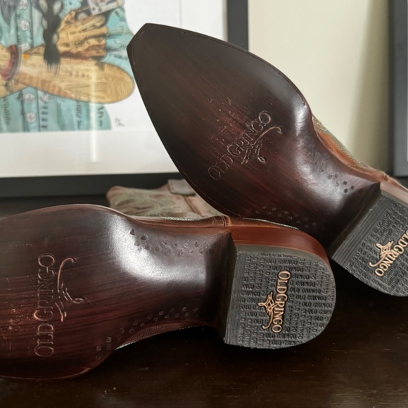 Never worn: Old Gringo Diego Brown with Turquoise Stitching Snip Toe - Picture 4 of 4